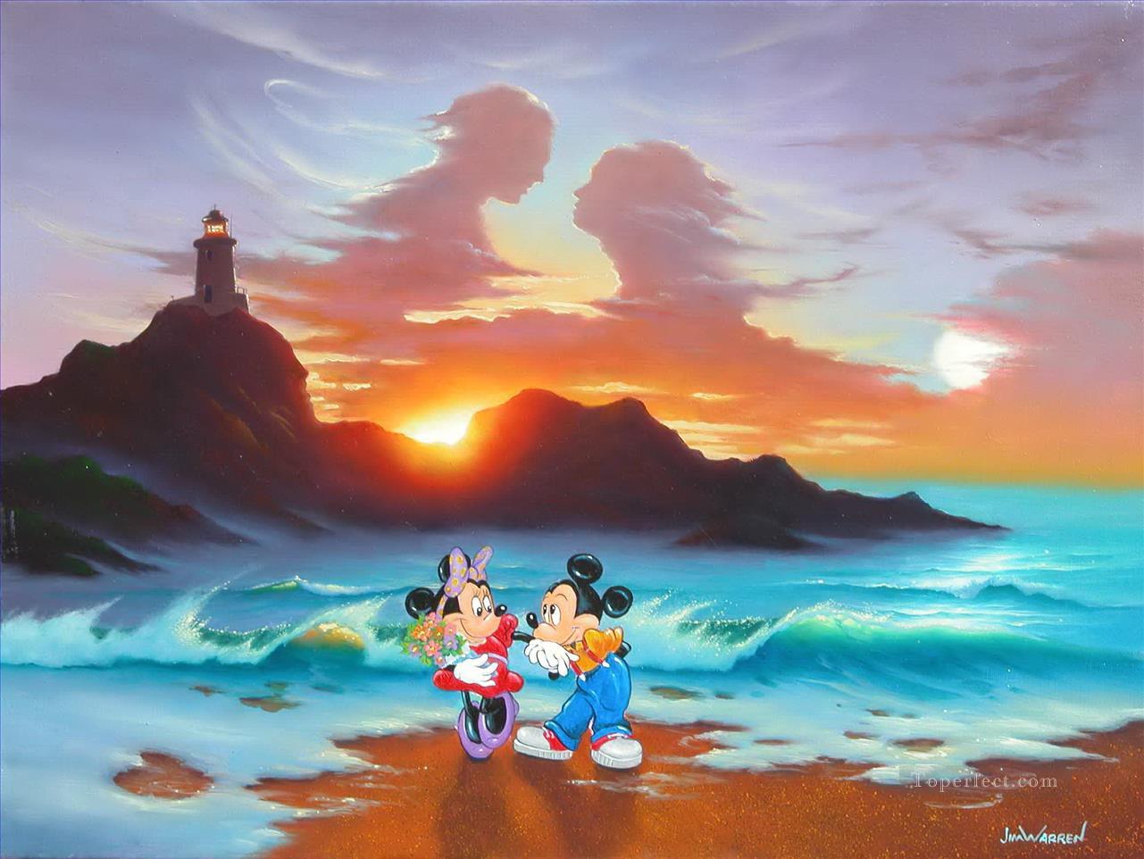 disney Mickey and Minnie Romantic day Fantasy Oil Paintings